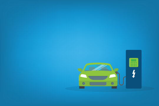 Electric Car Charging Station Concept Green Vehicle Energy Eco Transportation Future