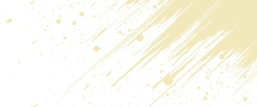 Pale yellow brush strokes and splatters on white background abstract texture paint