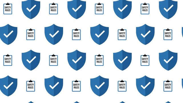 Security Shield and Rule Clipboard Seamless Pattern Background, safety and protection concept