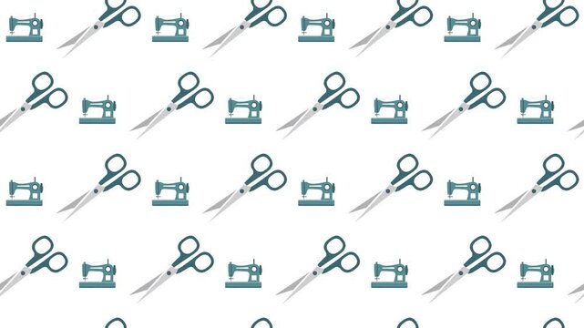 Sewing Machine and Tailor Scissor Seamless Pattern Background, fashion design and craft concept