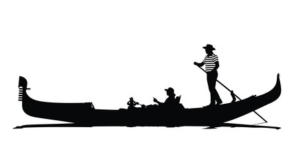 gondola silhouette with passengers and gondolier on white background © Siam Studio