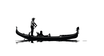 gondola silhouette with passengers and gondolier on white background © Siam Studio