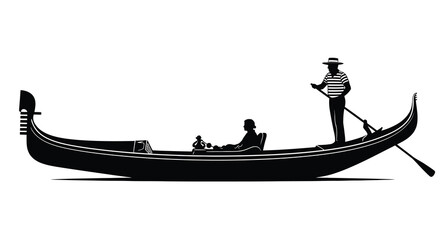 gondola silhouette with passengers and gondolier on white background © Siam Studio