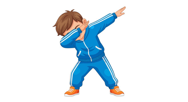 Happy Boy Performing Dab Dance Move in Blue Sportswear