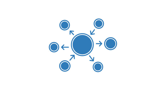 Diagram of interconnected nodes representing a central hub with outgoing and incoming connections