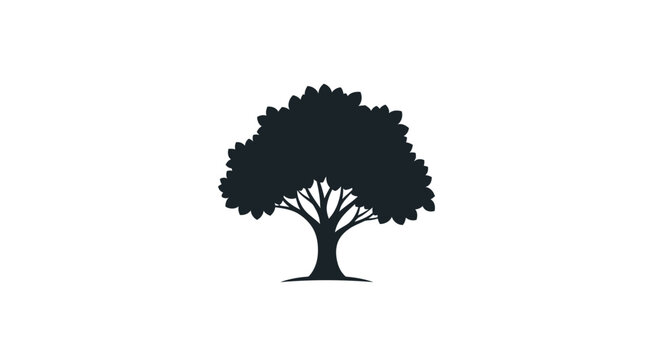 Silhouette illustration of a flourishing tree against a pristine white backdrop, perfect logo