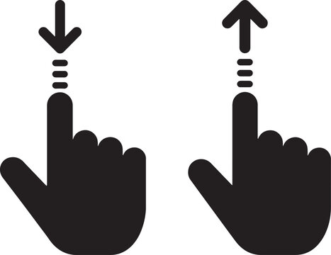Swipe up and down hand gesture icons for mobile touch interaction concept