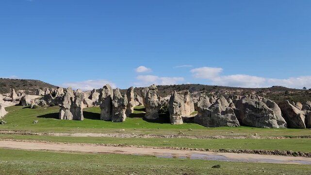 The D&ouml;ğer Fairy Chimneys are unique geological formations in Phrygia, where centuries of wind and water erosion have sculpted the volcanic tuff into mysterious, towering shapes.