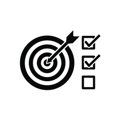 target with arrow hitting bullseye and checkmarks icon on white background high quality professional detailed modern elegant stylish clean crisp © Bar