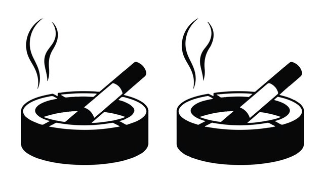 smoking cigarette butts in ashtrays with smoke rising