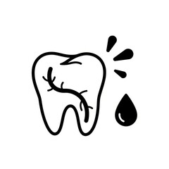 Obraz premium National Root Canal Appreciation Day icon illustration with tooth and blood drop