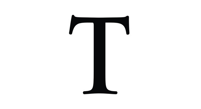 capital letter t in bold serif font on white background high quality professional detailed modern elegant stylish clean crisp vibrant