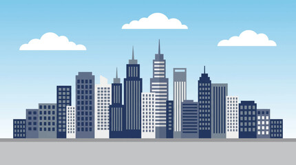 Fototapeta premium A futuristic cityscape at dusk showcases sleek skyscrapers and digital circuit board patterns with clouds floating by