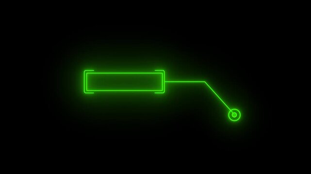 Green neon hud callout lower third animation with glowing digital interface for tech data