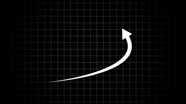 Rising financial arrow graph animation on grid background, for business growth, and success concepts finance
