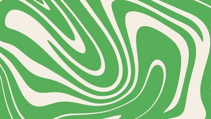 Obraz premium Retro 70s green groovy wavy background. Abstract liquid fluid pattern