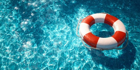 Naklejka premium Insurance and Protection Symbol Lifebuoy Floating on Water