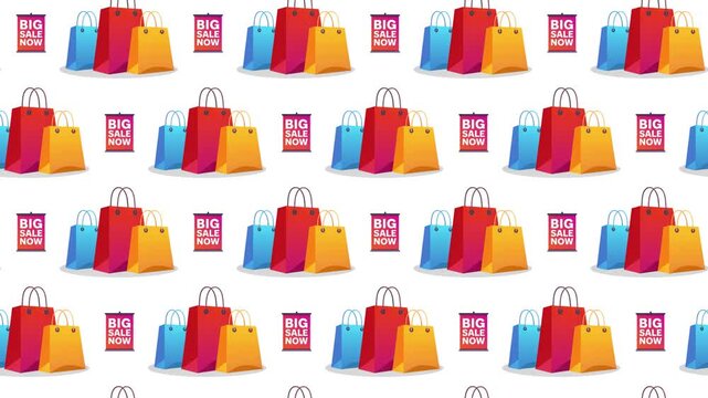 Big Sale Banner and Shopping Bag Seamless Pattern Background, retail marketing and discount concept