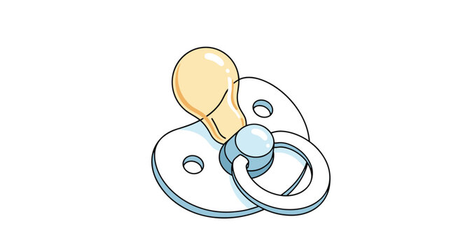 Single light blue baby pacifier with an orange nipple shown in a clear perspective view on a plain white background.