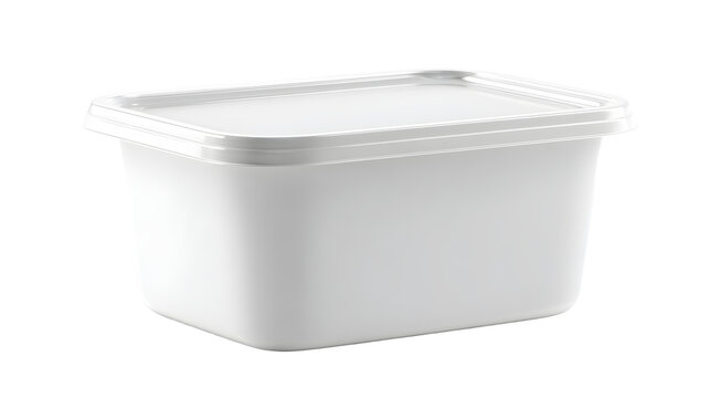 packaging cutout of blank white plastic container, clean product tub mockup with subtle reflections, sharp focus, clean edges high definition, isolated on white background