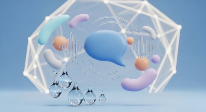 National Stuttering Awareness Week communication symbols 3D render