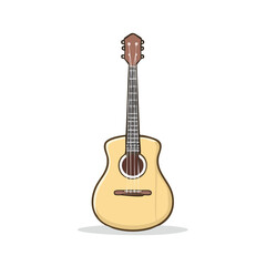 Obraz premium Acoustic guitar with light wood body and fretboard musical instrument illustration