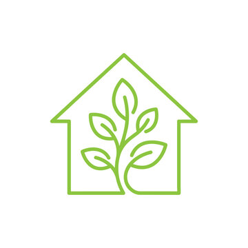Eco friendly house symbol green leaf