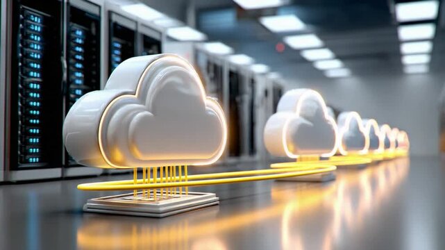 Cloud Data Connection: The image presents a visual representation of the interconnected world of cloud computing, showcasing data transfer, storage, and processing.