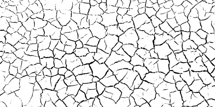 Cracked dry earth texture background with distressed surface pattern, rough grunge details, broken soil lines, and abstract weathered wall effect for overlays, backgrounds, posters, packaging. Vector