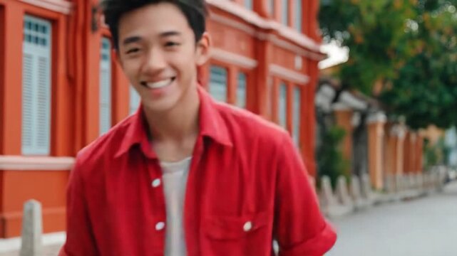 Joyful Portrait of a Smiling Individual: A portrait captures the genuine smile of a person, exuding warmth and happiness. This image celebrates the beauty of a simple, heartfelt smile.