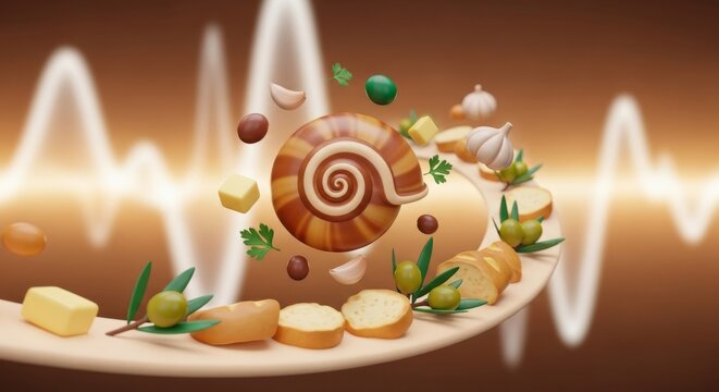 3D render of escargot ingredients for National Escargot Day celebration