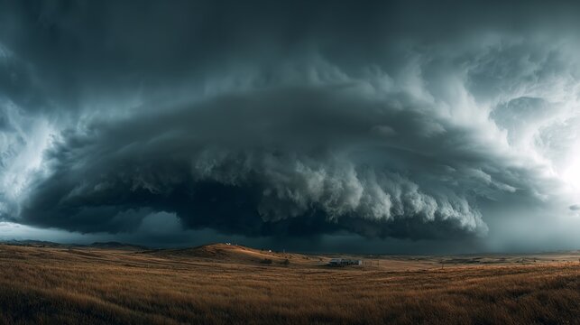 Dramatic supercell storm in southern Montana lightning weather landscape