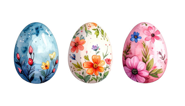 Set of watercolor easter bundle collection.