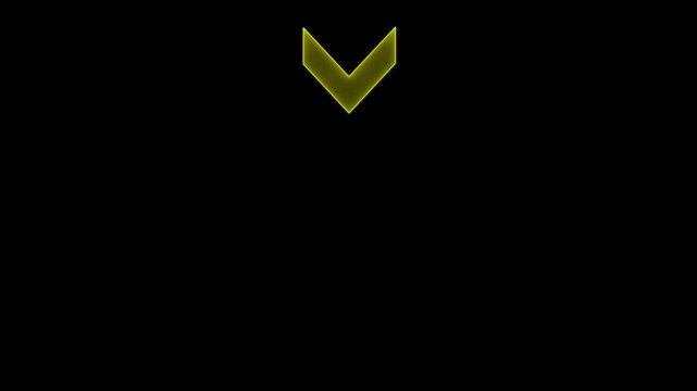 Neon yellow glowing arrow pulsing on black background, for ui and, digital navigation pointer
