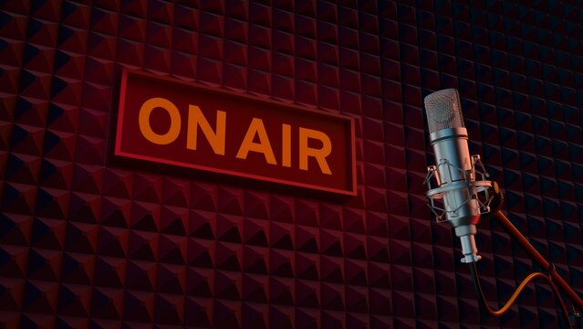 Microphone and Record Studio - On Air Light On
