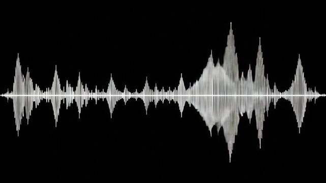 Abstract Sound Wave Visualization Representing Audio Frequency and Digital Signal in Dark Studio Setting