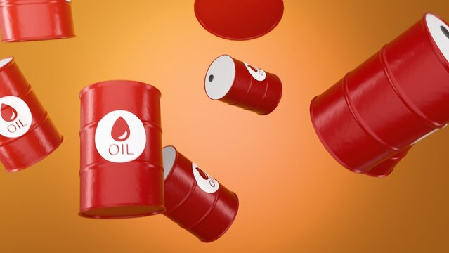 Red Oil Barrels Falling from the Sky
