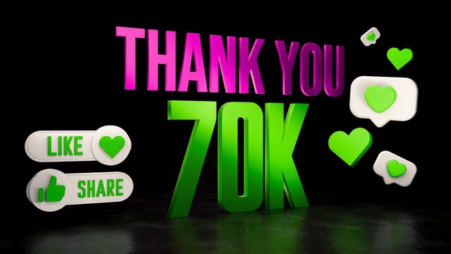 Thank You 70K Followers Screen, Social Media Concept

