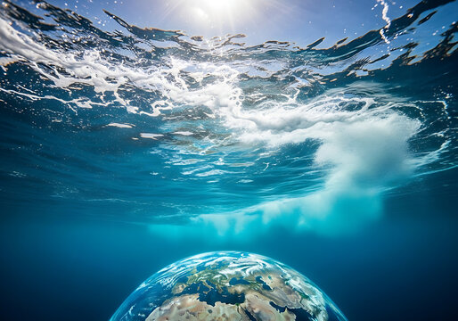 Submerged view of earth a stunning underwater perspective of our blue planet