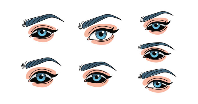 Stylized illustration of multiple human eyes on black background