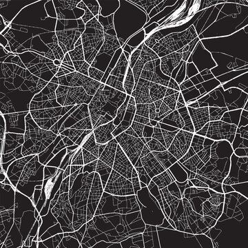 Brussels Belgium Vector Map, Detailed City Street Map Black and White Minimalist Line Art