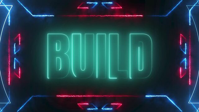 Cyberpunk Build Call to Action Neon Frame with Energy Glow 4k video