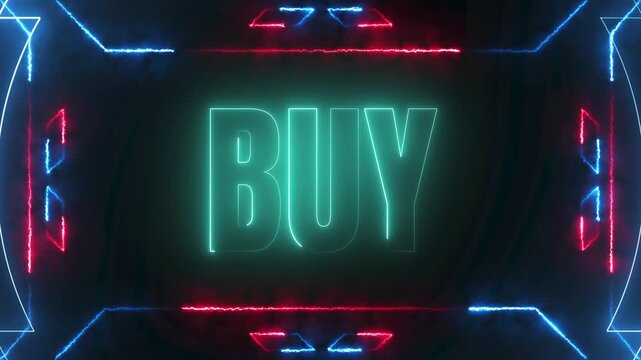 E-commerce Buy Button Neon Text in Cyberpunk Motion Frame 4k video