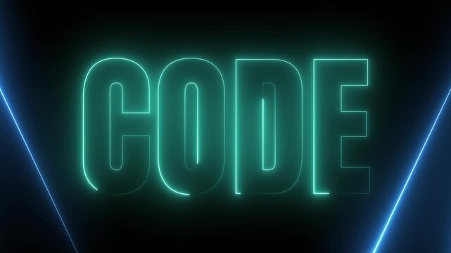 Software Coding Neon Typography with Futuristic Digital Glow 4k video