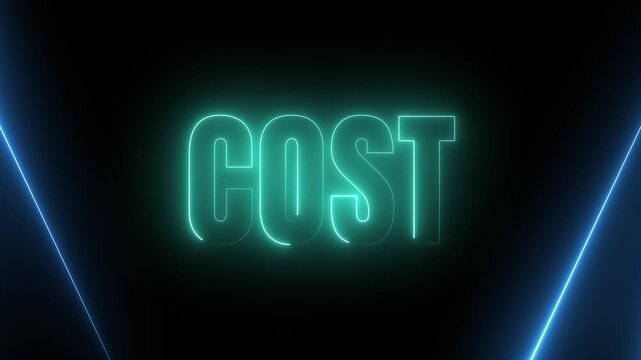 Financial Cost Neon Text with Dynamic Glowing Light Streaks 4k video