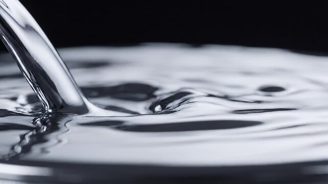 Liquid Silver Flowing in Macro View Smooth Glossy Fluid Motion