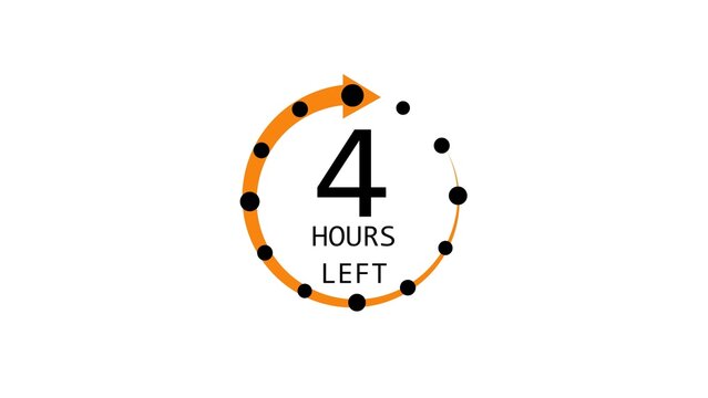 Modern countdown timer design showing &ldquo;4 hour left&rdquo; with circular progress indicator and arrow. Clean and minimal layout representing time management, deadline, urgency, and limited offer concepts. 