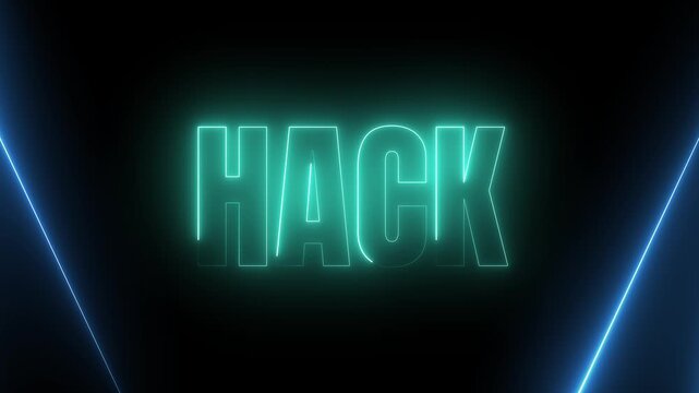 Futuristic Cyberpunk Neon Hack Typography for Tech Security 4k video