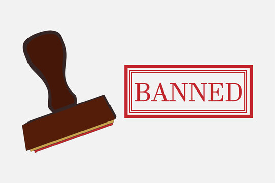 banned red rubber stamp and wooden stamper
