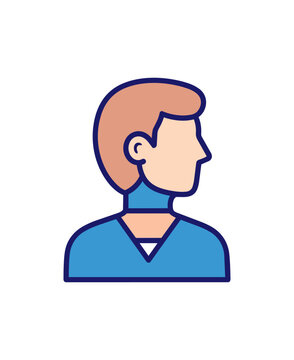Profile portrait illustration of person on black background